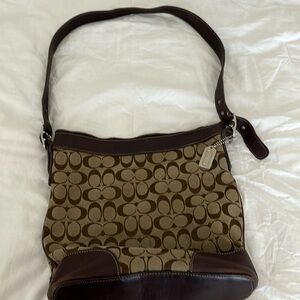 Coach Signature Monogramed bucket bag. Brown/ Cream leather with dust bag